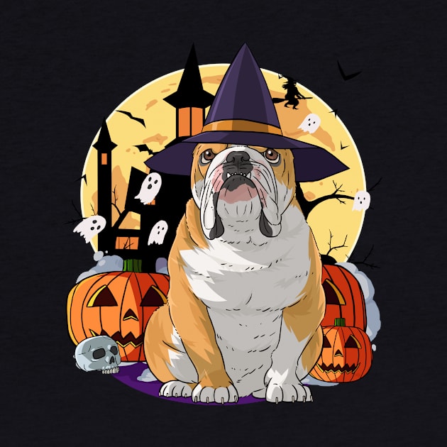 English Bulldog Witch Happy Halloween by Noseking